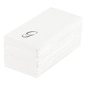 Luxenap Rectangle Silver Letter G White Paper Linen-Feel Guest Towel / Napkin - Air Laid, Cursive Font - 15 3/4" x 8" - 50 count box