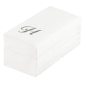 Luxenap Rectangle Silver Letter H White Paper Linen-Feel Guest Towel / Napkin - Air Laid, Cursive Font - 15 3/4" x 8" - 50 count box