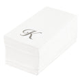 Luxenap Rectangle Silver Letter K White Paper Linen-Feel Guest Towel / Napkin - Air Laid, Cursive Font - 15 3/4" x 8" - 50 count box