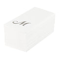 Luxenap Rectangle Silver Letter M White Paper Linen-Feel Guest Towel / Napkin - Air Laid, Cursive Font - 15 3/4" x 8" - 50 count box
