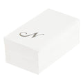 Luxenap Rectangle Silver Letter N White Paper Linen-Feel Guest Towel / Napkin - Air Laid, Cursive Font - 15 3/4" x 8" - 2000 count box