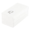 Luxenap Rectangle Silver Letter Q White Paper Linen-Feel Guest Towel / Napkin - Air Laid, Cursive Font - 15 3/4" x 8" - 2000 count box