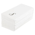 Luxenap Rectangle Silver Letter S White Paper Linen-Feel Guest Towel / Napkin - Air Laid, Cursive Font - 15 3/4" x 8" - 50 count box