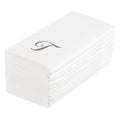 Luxenap Rectangle Silver Letter T White Paper Linen-Feel Guest Towel / Napkin - Air Laid, Cursive Font - 15 3/4" x 8" - 50 count box
