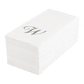 Luxenap Rectangle Silver Letter W White Paper Linen-Feel Guest Towel / Napkin - Air Laid, Cursive Font - 15 3/4" x 8" - 50 count box
