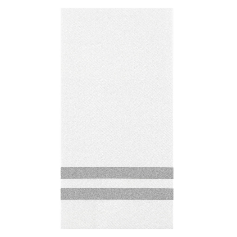Luxenap Rectangle Silver Striped White Paper Linen-Feel Guest Towel / Napkin - Air Laid - 15 3/4" x 8" - 2000 count box