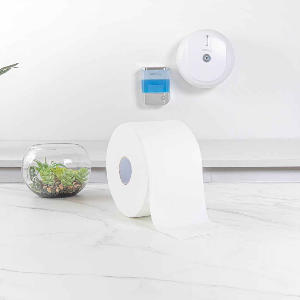 Clean Tek Professional White Toilet Paper Roll - 2-Ply, Center Pull - 876' x 7 3/4" - 1 count box
