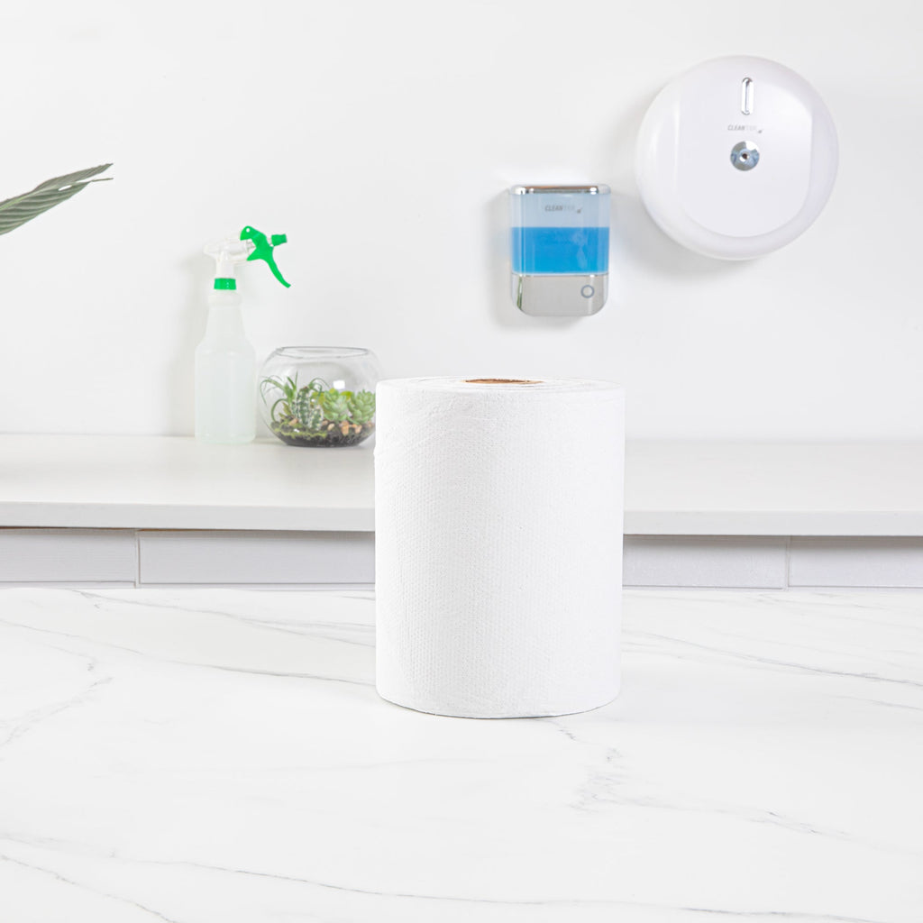 Clean Tek Professional White Paper Towel Roll - 1-Ply - 600' x 8" - 1 count box