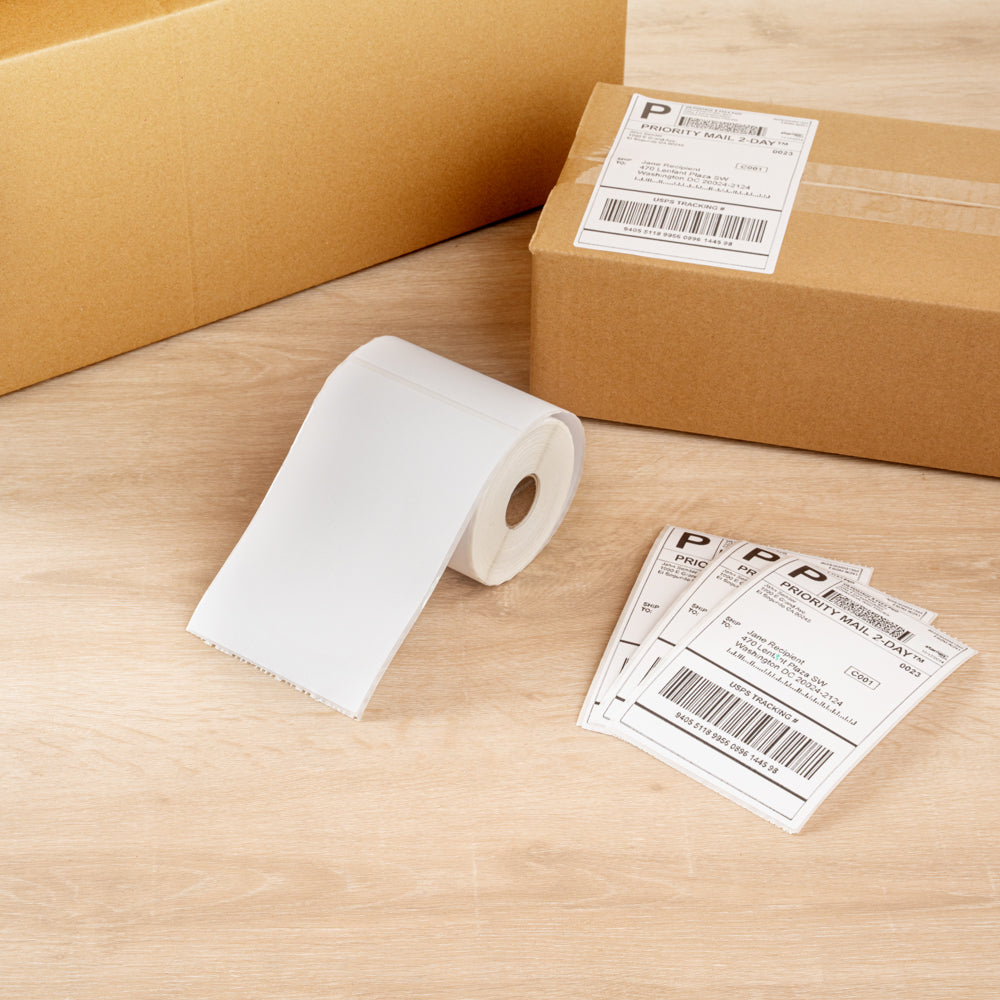 Label Tek White Paper Direct Thermal Label - 6" x 4" - 250 Labels x 10 Rolls