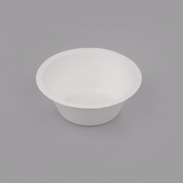 Pulp Safe No PFAS Added 8 oz Round White Sugarcane / Bagasse Salad Bowl - Home Compostable - 4 1/2" x 4 1/2" x 1 3/4" - 100 count box