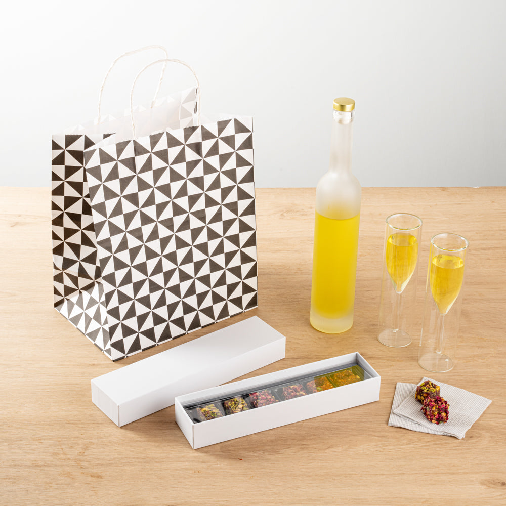 Sweet Vision Rectangle White Paper Candy / Chocolate Boxes - 6 Compartments - 10 3/4" x 2 3/4" x 1 1/2" - 10 count box
