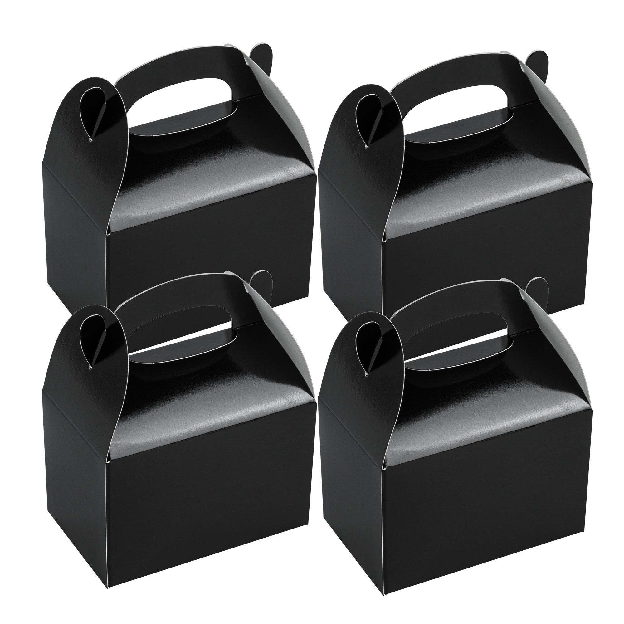 Bio Tek Black Paper Gable Box / Take Out Container - Greaseproof - 4" x 2 1/2" x 2 1/2" - 100 count box