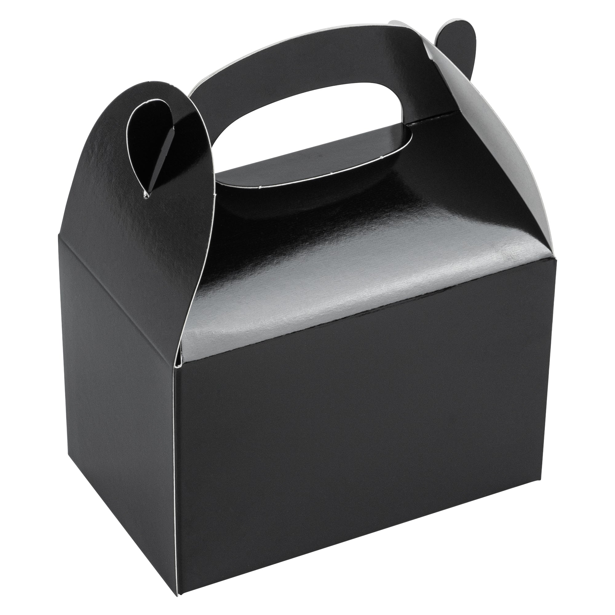 Bio Tek Black Paper Gable Box / Take Out Container - Greaseproof - 4" x 2 1/2" x 2 1/2" - 25 count box