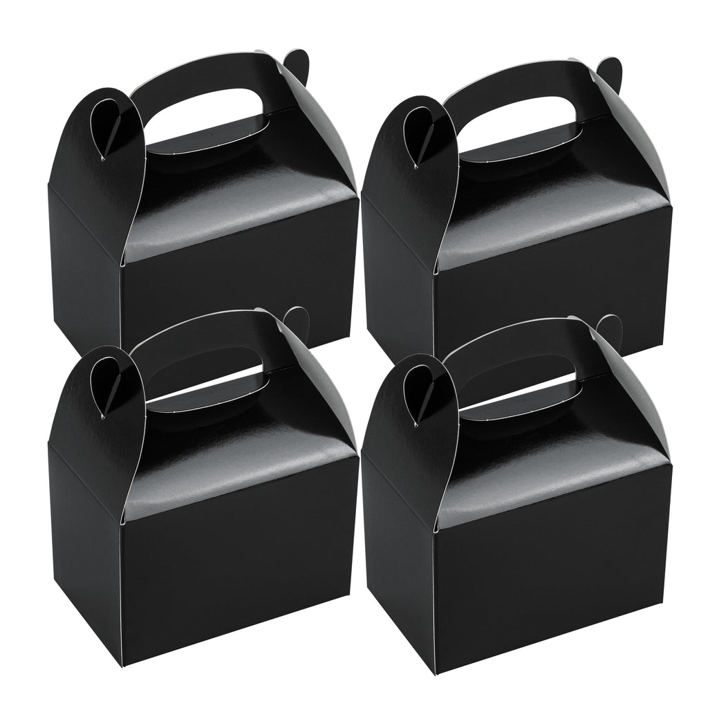 Bio Tek Black Paper Gable Box / Take Out Container - Greaseproof - 4" x 2 1/2" x 2 1/2" - 25 count box