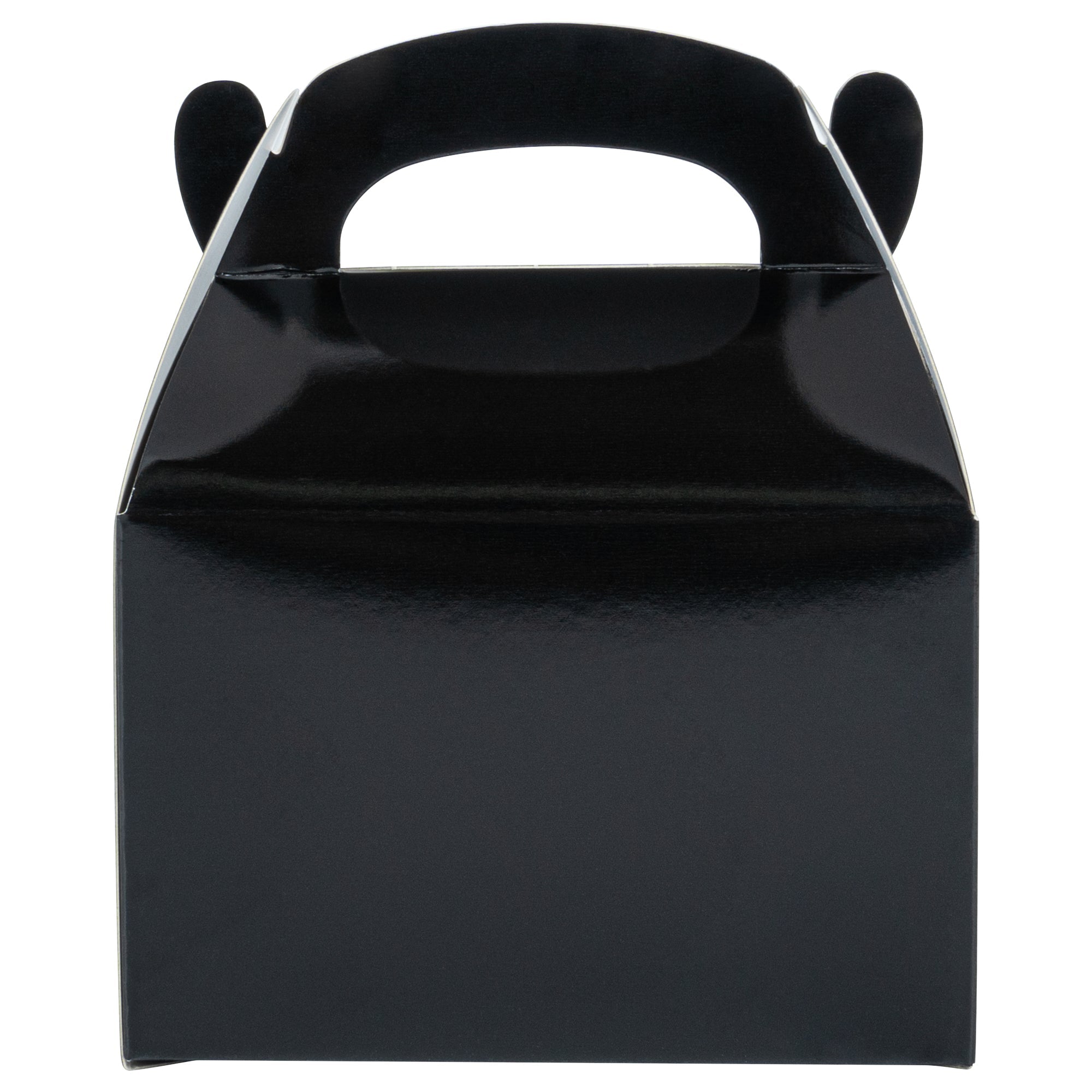 Bio Tek Black Paper Gable Box / Take Out Container - Greaseproof - 4" x 2 1/2" x 2 1/2" - 25 count box