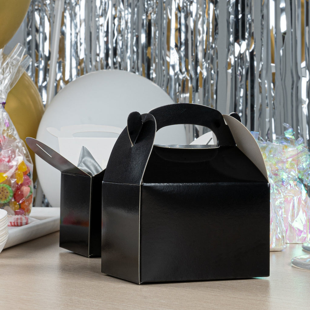 Bio Tek Black Paper Gable Box / Take Out Container - Greaseproof - 4" x 2 1/2" x 2 1/2" - 100 count box