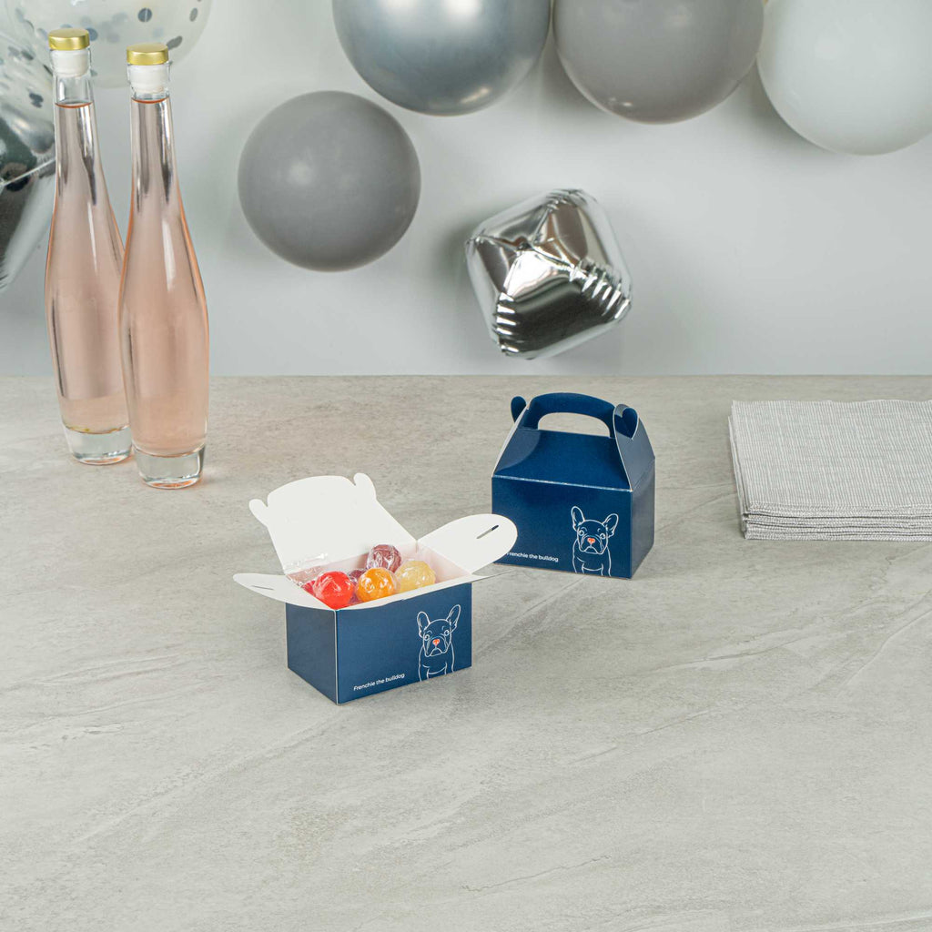 Bio Tek Frenchie Paper Gable Box / Take Out Container - Compostable - 4" x 2 1/2" x 2 1/2" - 25 count box