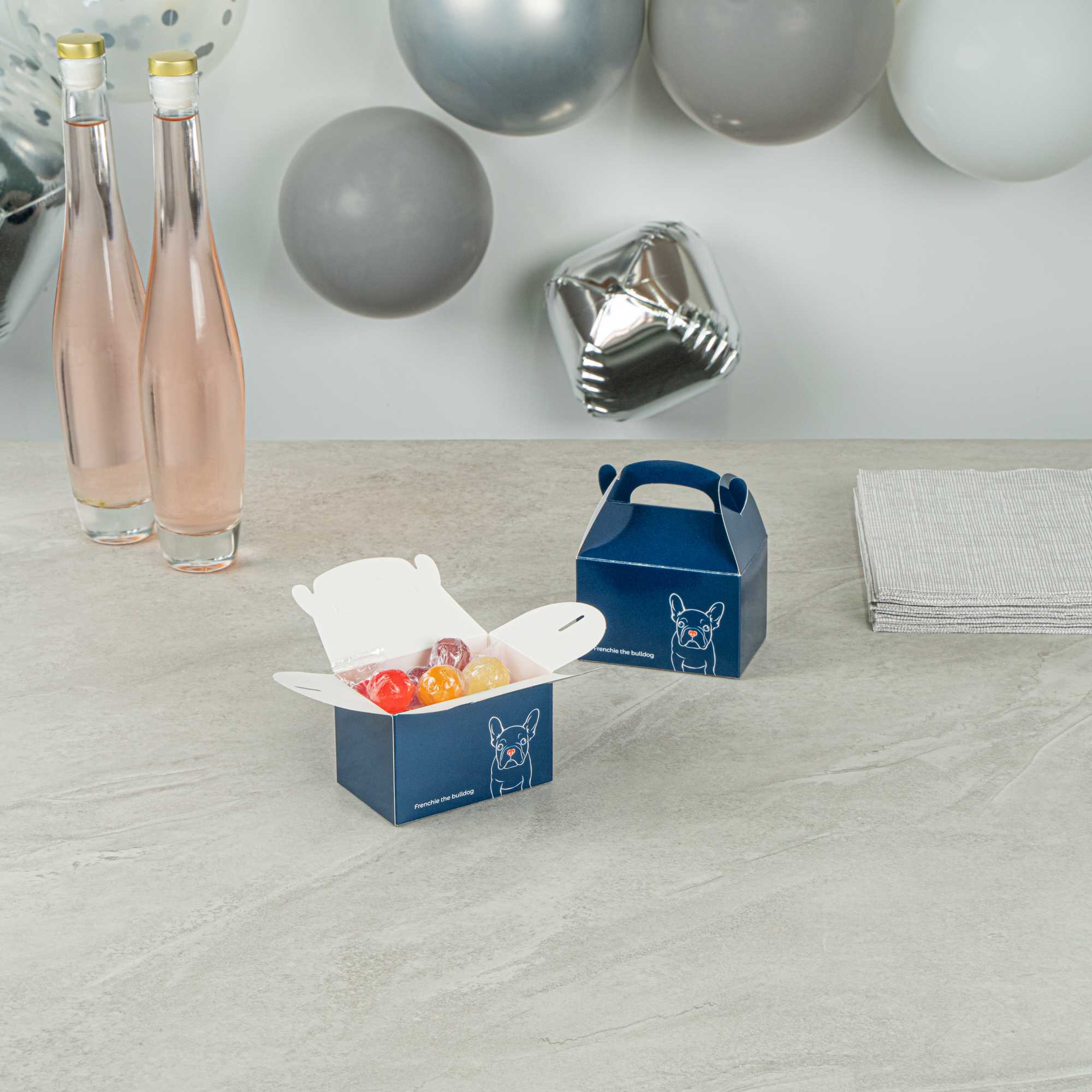 Bio Tek Frenchie Paper Gable Box / Take Out Container - Compostable - 4" x 2 1/2" x 2 1/2" - 25 count box