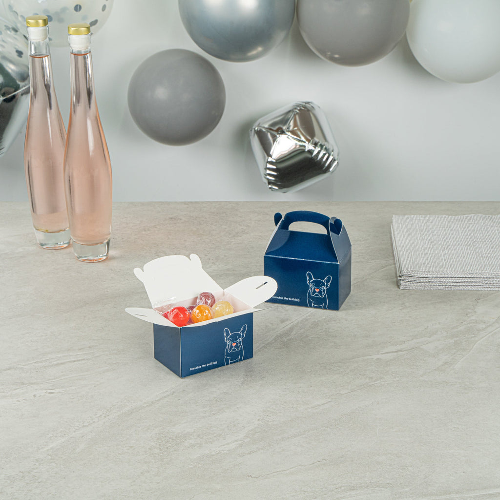 Bio Tek Frenchie Paper Gable Box / Take Out Container - Compostable - 4" x 2 1/2" x 2 1/2" - 100 count box