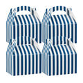 Bio Tek Blue & White Stripe Paper Gable Box / Take Out Container - Compostable - 4" x 2 1/2" x 2 1/2" - 100 count box