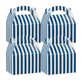 Bio Tek Blue & White Stripe Paper Gable Box / Take Out Container - Compostable - 4" x 2 1/2" x 2 1/2" - 25 count box