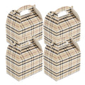 Bio Tek Plaid Paper Gable Box / Take Out Container - Compostable - 4" x 2 1/2" x 2 1/2" - 25 count box