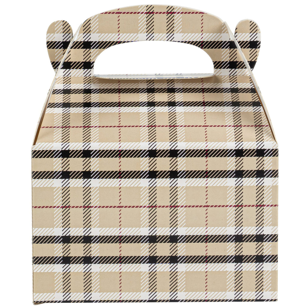 Bio Tek Plaid Paper Gable Box / Take Out Container - Compostable - 4" x 2 1/2" x 2 1/2" - 100 count box