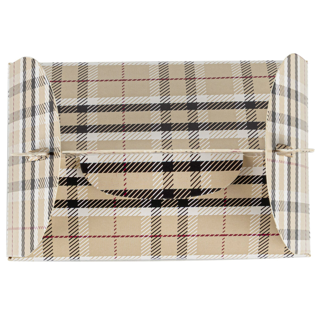 Bio Tek Plaid Paper Gable Box / Take Out Container - Compostable - 4" x 2 1/2" x 2 1/2" - 100 count box