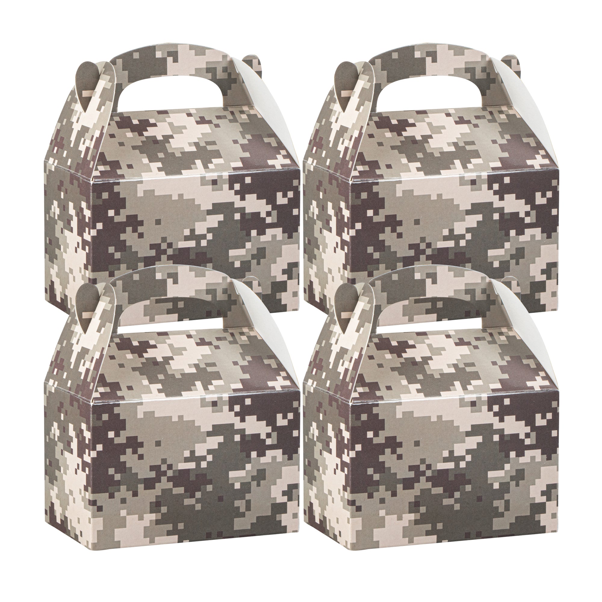 Bio Tek Camouflage Paper Gable Box / Take Out Container - Compostable - 4" x 2 1/2" x 2 1/2" - 100 count box