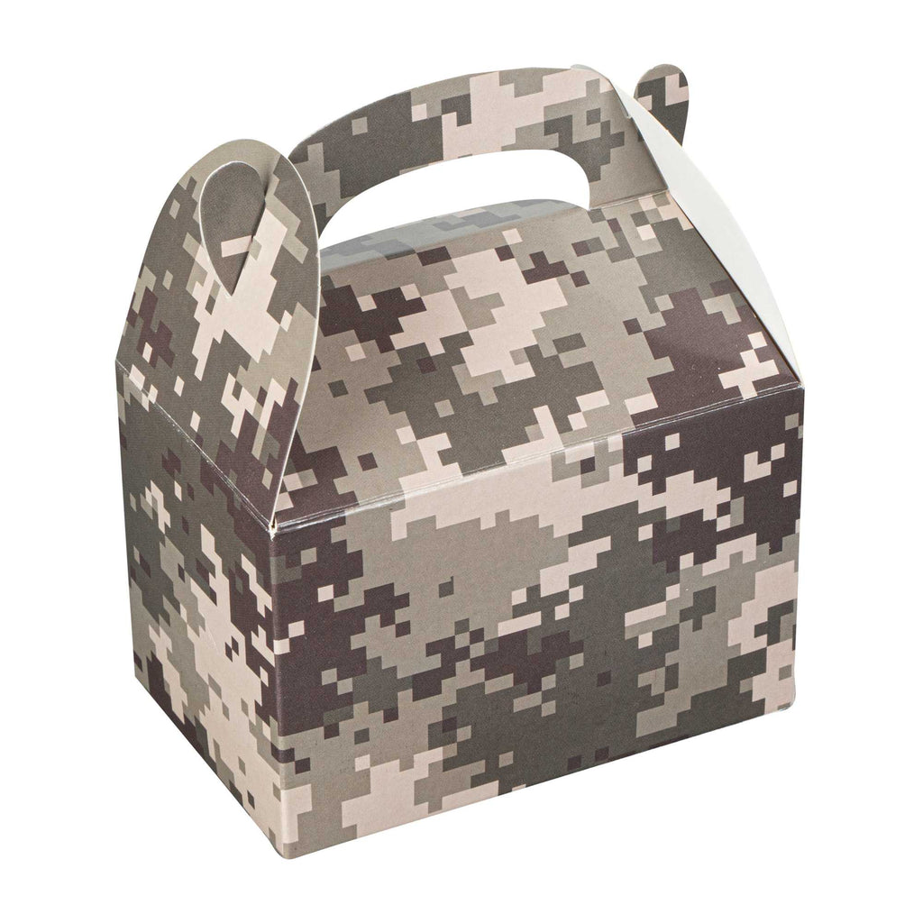 Bio Tek Camouflage Paper Gable Box / Take Out Container - Compostable - 4" x 2 1/2" x 2 1/2" - 25 count box