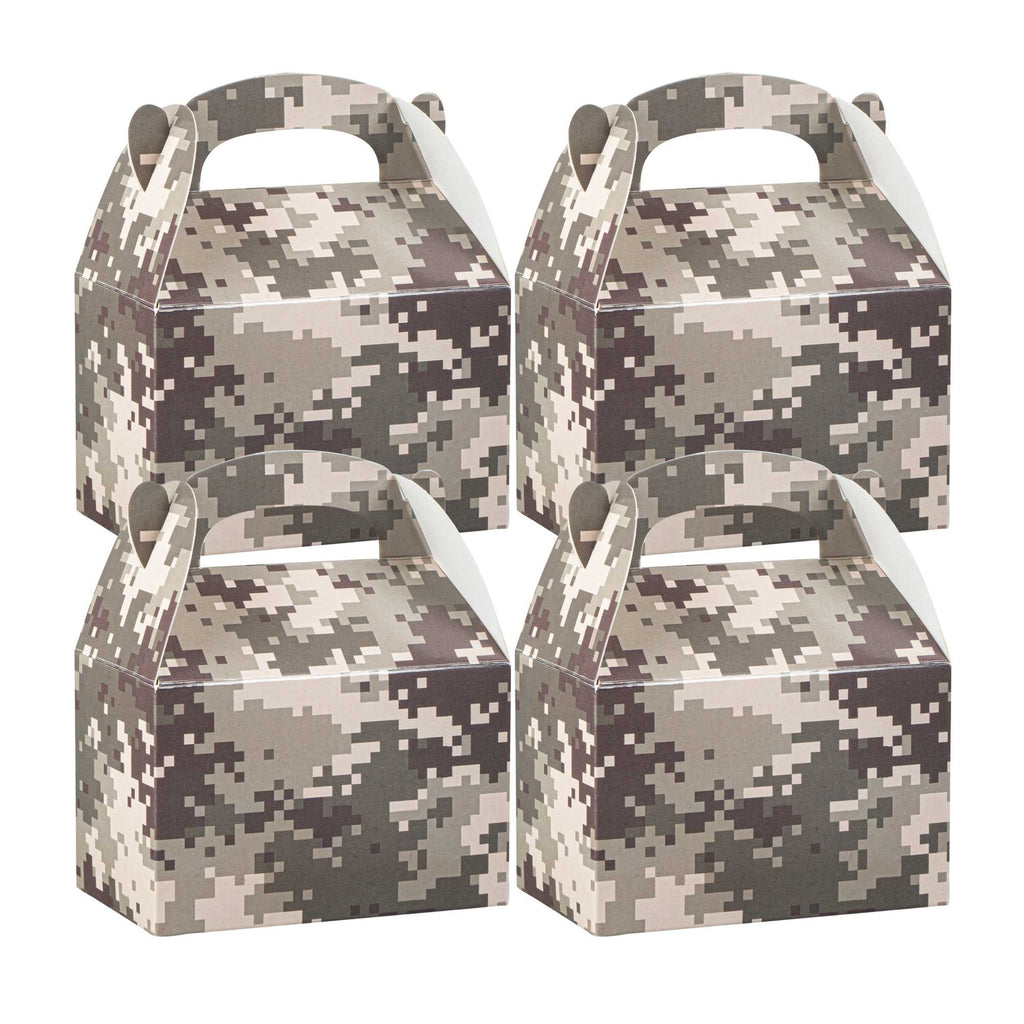 Bio Tek Camouflage Paper Gable Box / Take Out Container - Compostable - 4" x 2 1/2" x 2 1/2" - 25 count box