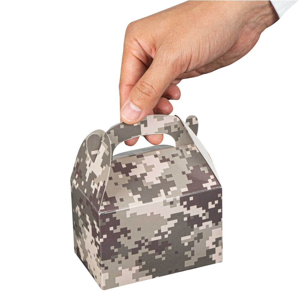 Bio Tek Camouflage Paper Gable Box / Take Out Container - Compostable - 4" x 2 1/2" x 2 1/2" - 25 count box