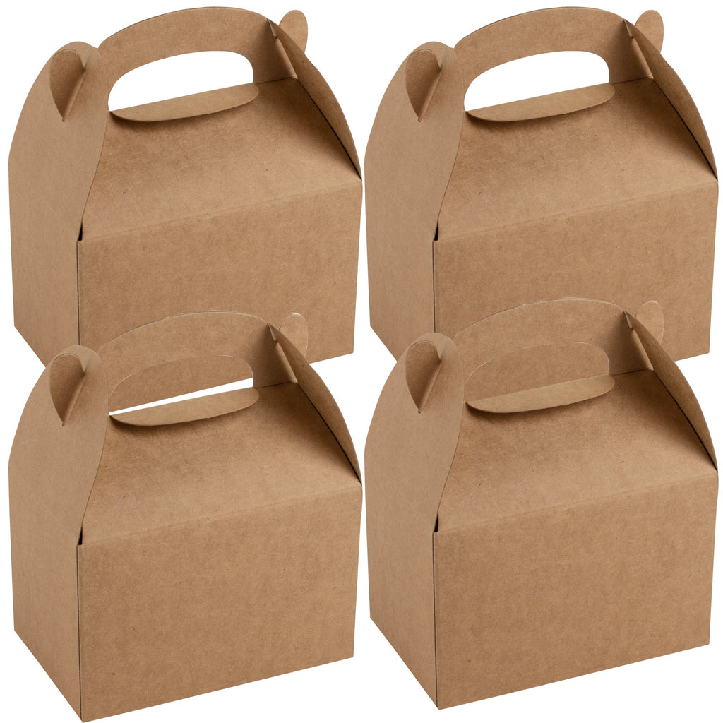 Bio Tek Kraft Paper Gable Box / Take Out Container - Greaseproof - 4" x 2 1/2" x 2 1/2" - 25 count box