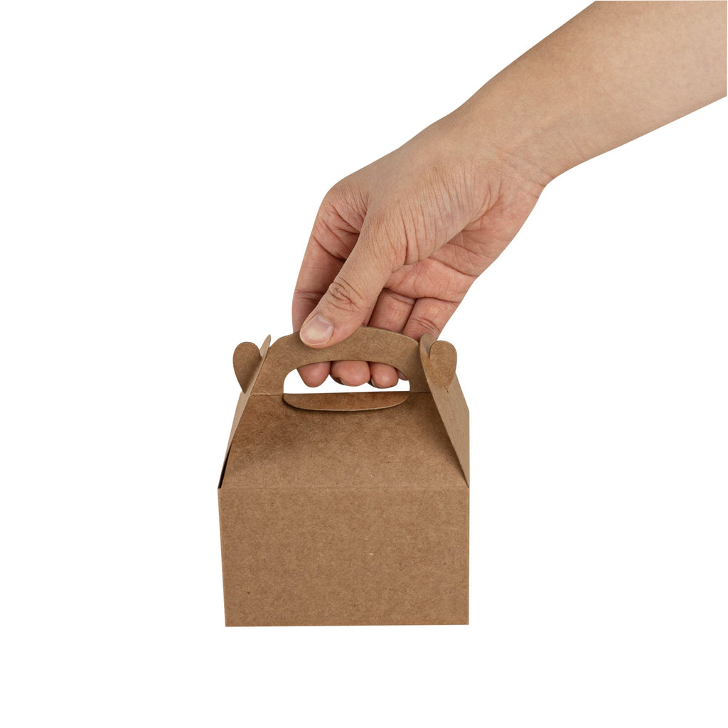 Bio Tek Kraft Paper Gable Box / Take Out Container - Greaseproof - 4" x 2 1/2" x 2 1/2" - 25 count box