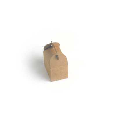 Bio Tek Kraft Paper Gable Box / Take Out Container - Greaseproof - 4" x 2 1/2" x 2 1/2" - 25 count box