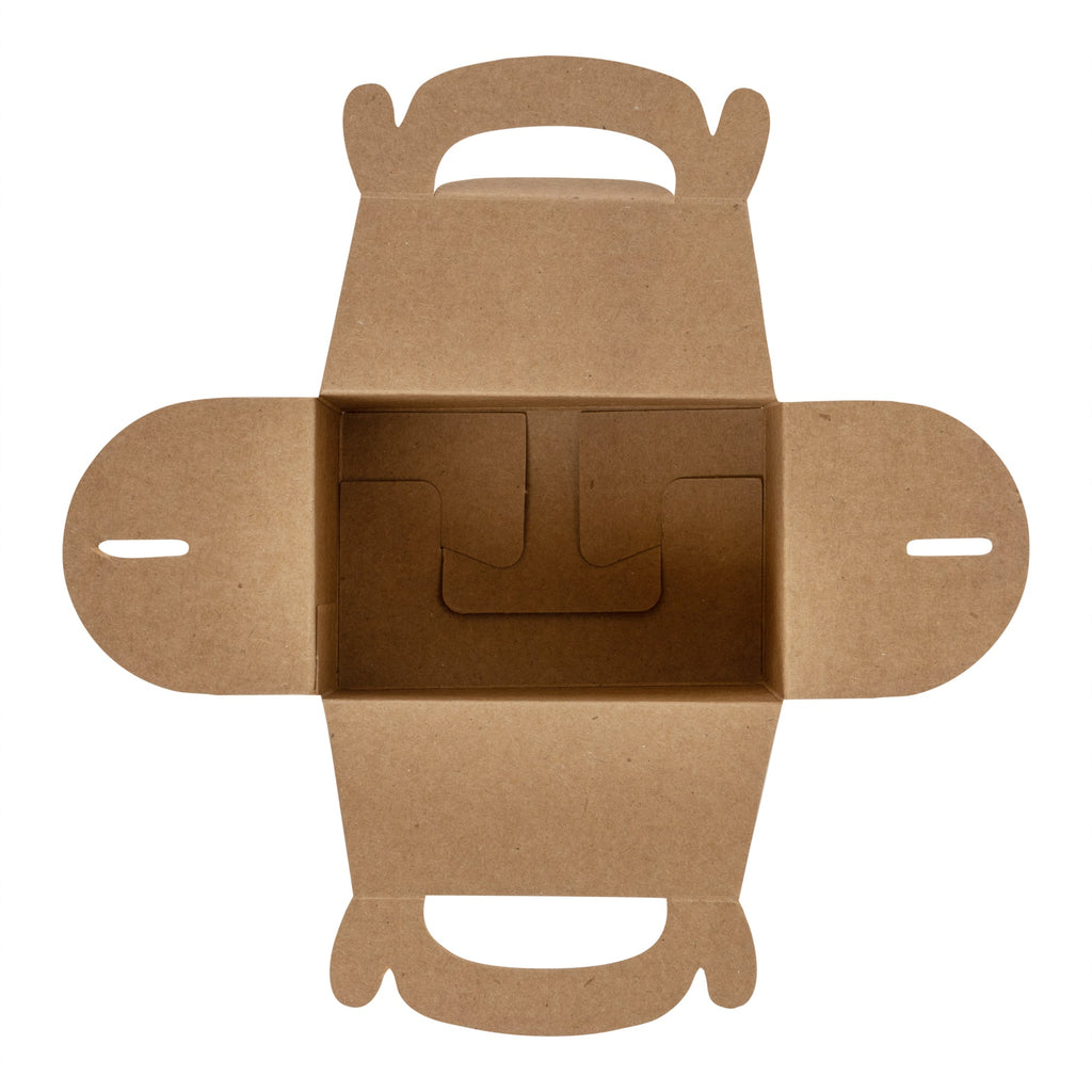 Bio Tek Kraft Paper Gable Box / Take Out Container - Greaseproof - 4" x 2 1/2" x 2 1/2" - 25 count box