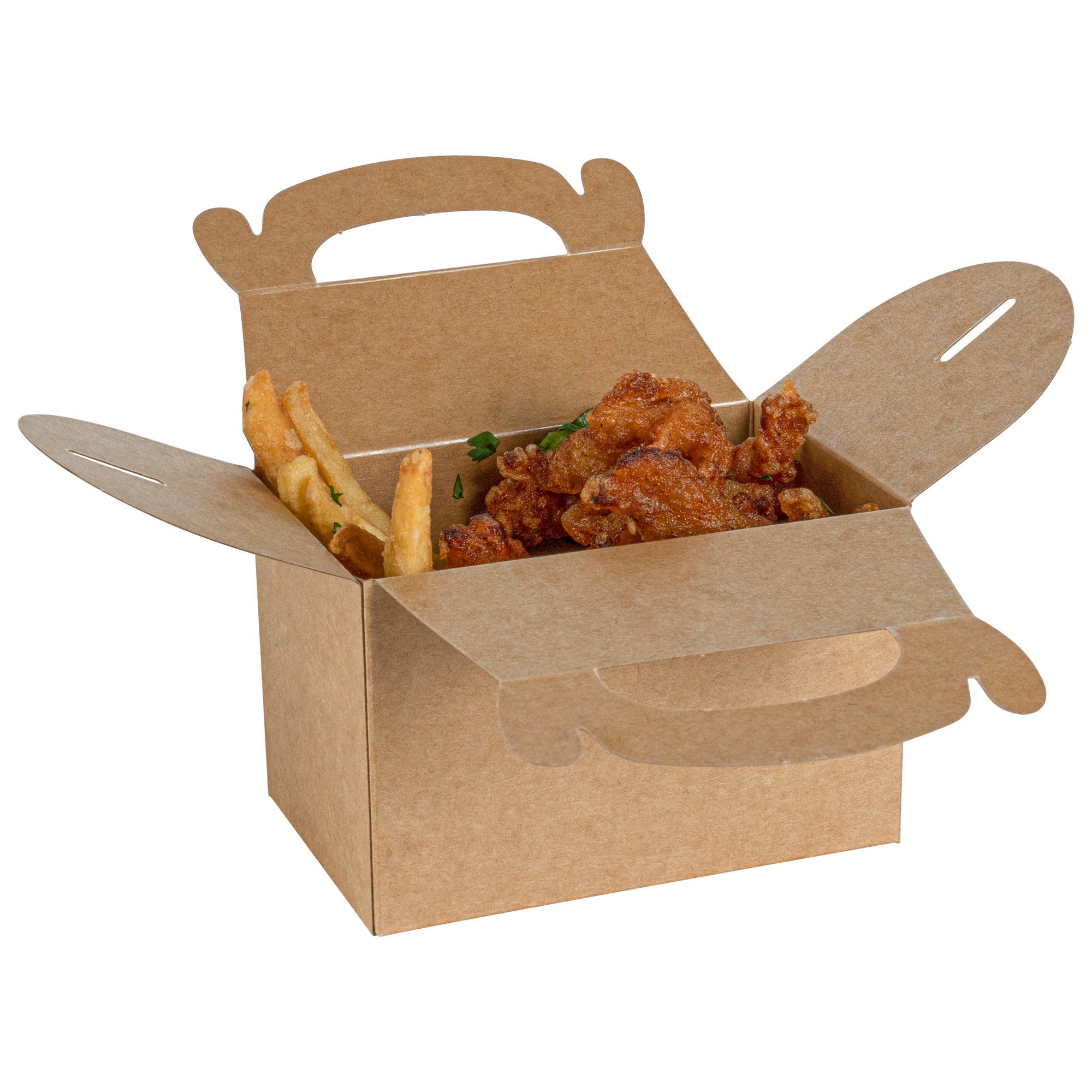 Bio Tek Kraft Paper Gable Box / Take Out Container - Greaseproof - 4" x 2 1/2" x 2 1/2" - 100 count box