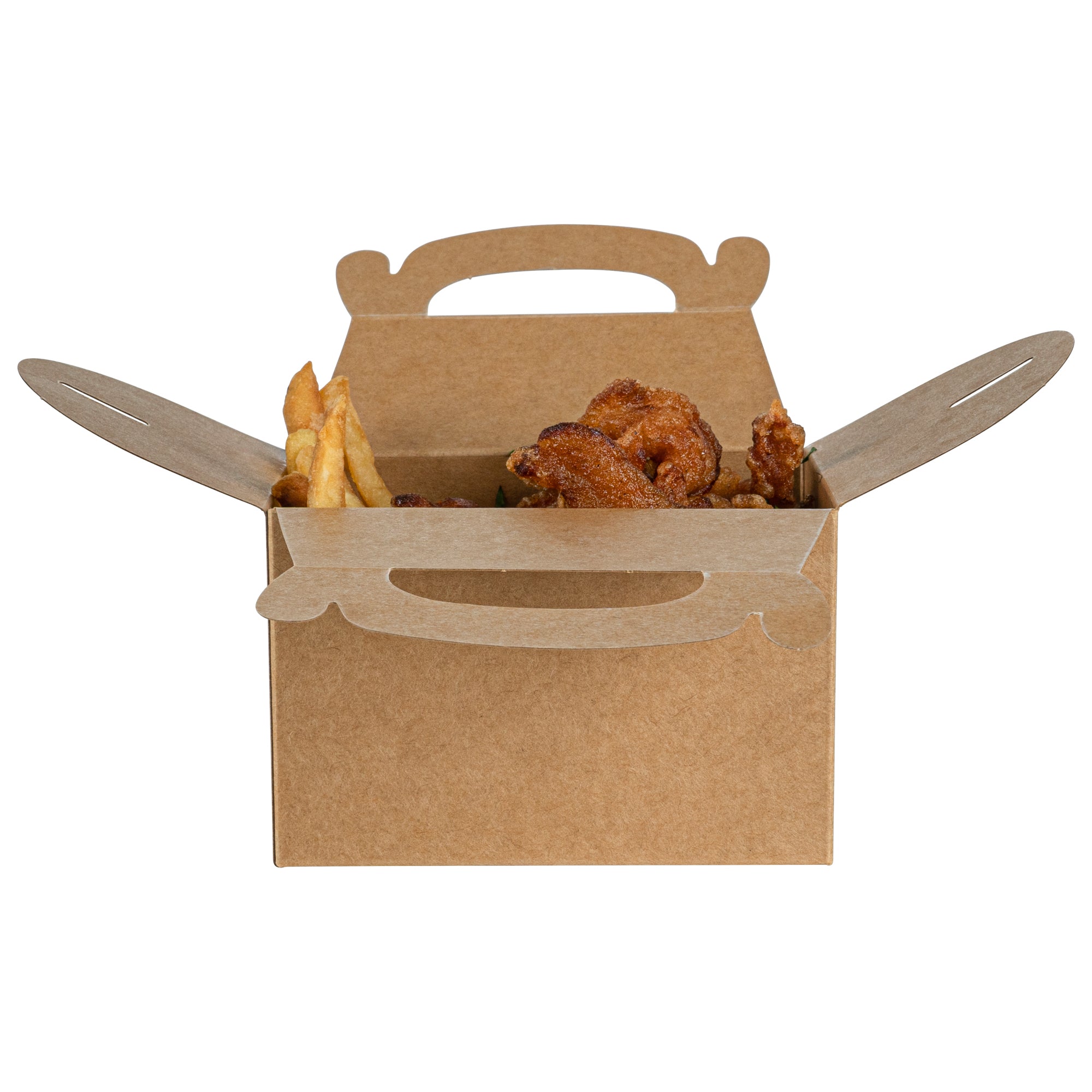 Bio Tek Kraft Paper Gable Box / Take Out Container - Greaseproof - 4" x 2 1/2" x 2 1/2" - 100 count box