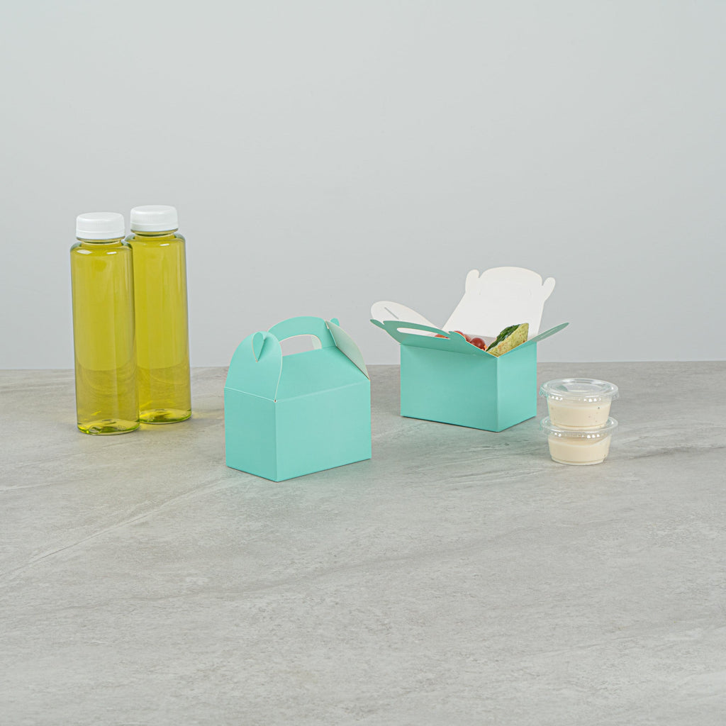 Bio Tek Turquoise Paper Gable Box / Take Out Container - Compostable - 4" x 2 1/2" x 2 1/2" - 100 count box