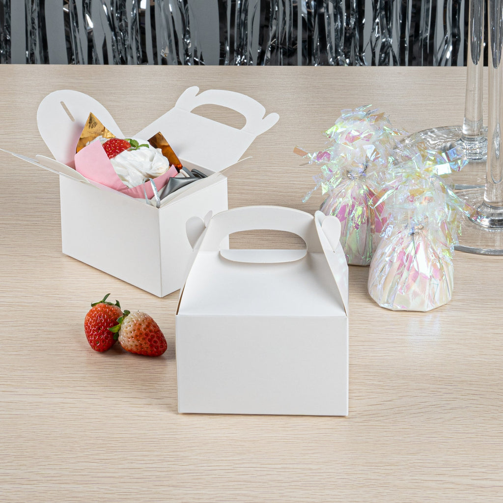 Bio Tek White Paper Gable Box / Take Out Container - Greaseproof - 4" x 2 1/2" x 2 1/2" - 25 count box
