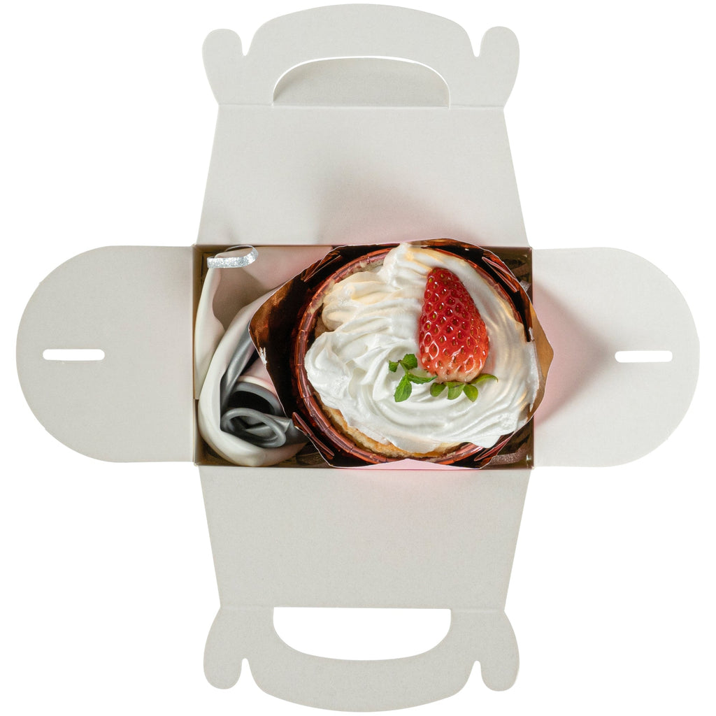 Bio Tek White Paper Gable Box / Take Out Container - Greaseproof - 4" x 2 1/2" x 2 1/2" - 25 count box