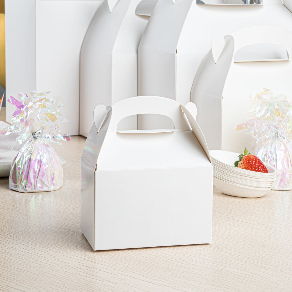 Bio Tek White Paper Gable Box / Take Out Container - Greaseproof - 4" x 2 1/2" x 2 1/2" - 25 count box