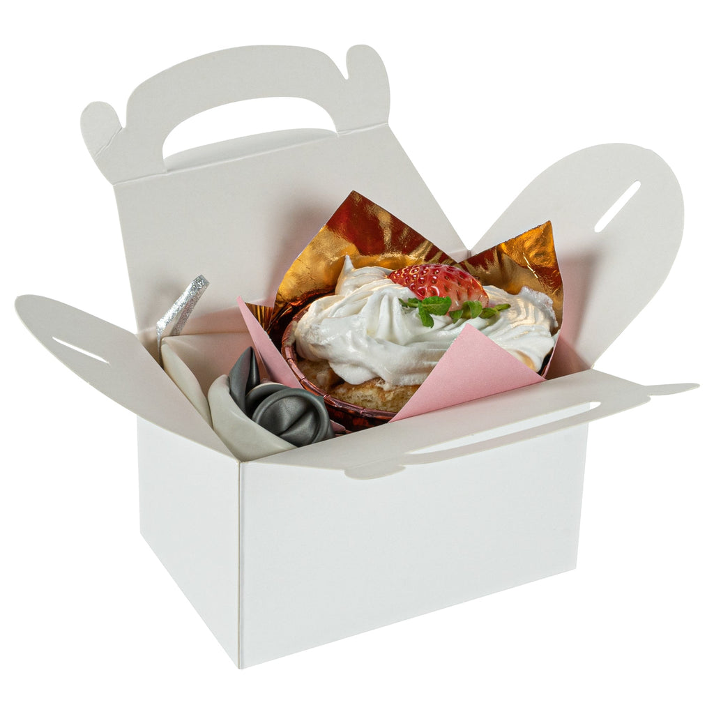 Bio Tek White Paper Gable Box / Take Out Container - Greaseproof - 4" x 2 1/2" x 2 1/2" - 100 count box