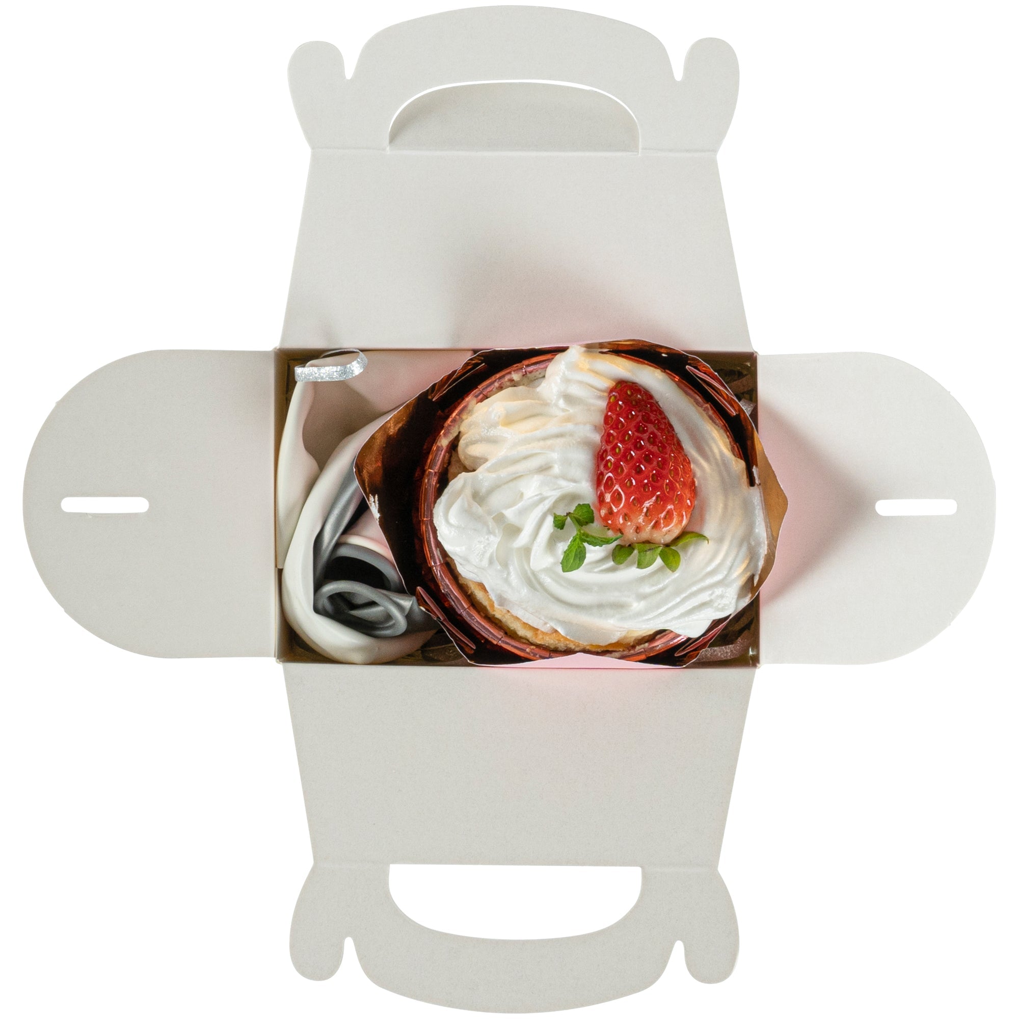 Bio Tek White Paper Gable Box / Take Out Container - Greaseproof - 4" x 2 1/2" x 2 1/2" - 100 count box