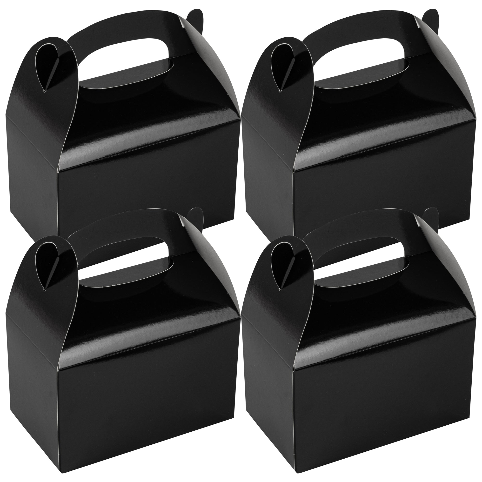 Bio Tek Black Paper Gable Box / Take Out Container - Greaseproof - 6" x 3 1/2" x 3 1/2" - 25 count box