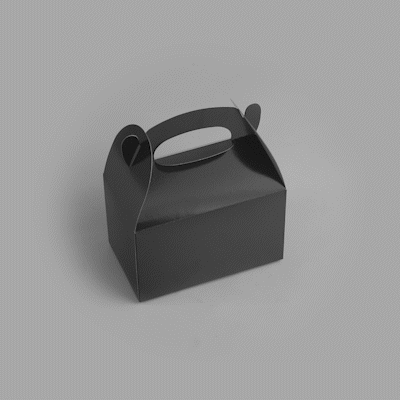 Bio Tek Black Paper Gable Box / Take Out Container - Greaseproof - 6" x 3 1/2" x 3 1/2" - 25 count box