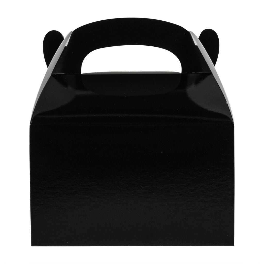 Bio Tek Black Paper Gable Box / Take Out Container - Greaseproof - 6" x 3 1/2" x 3 1/2" - 25 count box