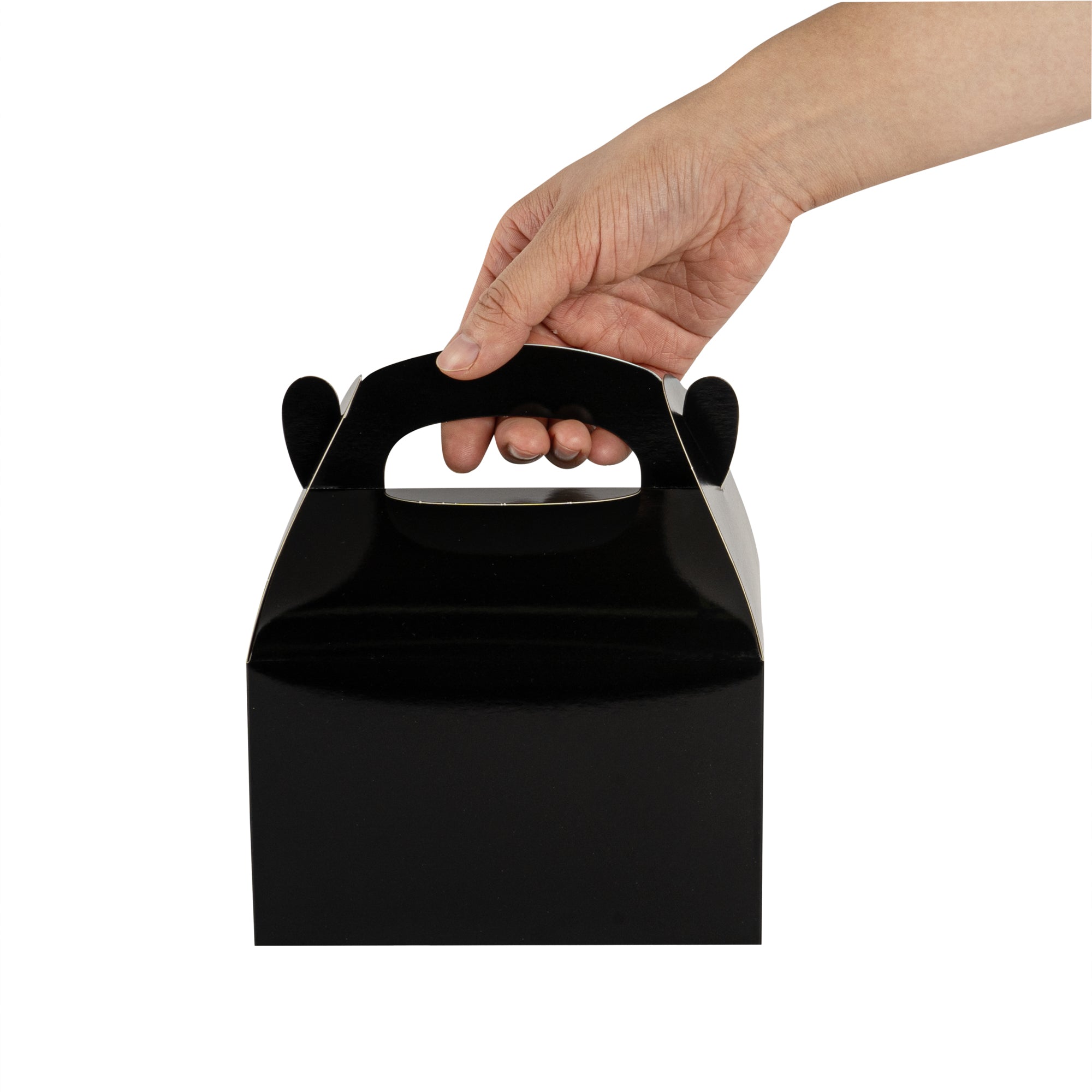 Bio Tek Black Paper Gable Box / Take Out Container - Greaseproof - 6" x 3 1/2" x 3 1/2" - 100 count box