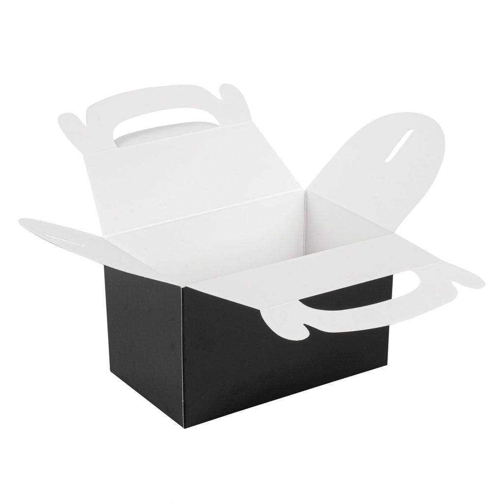 Bio Tek Black Paper Gable Box / Take Out Container - Greaseproof - 6" x 3 1/2" x 3 1/2" - 100 count box