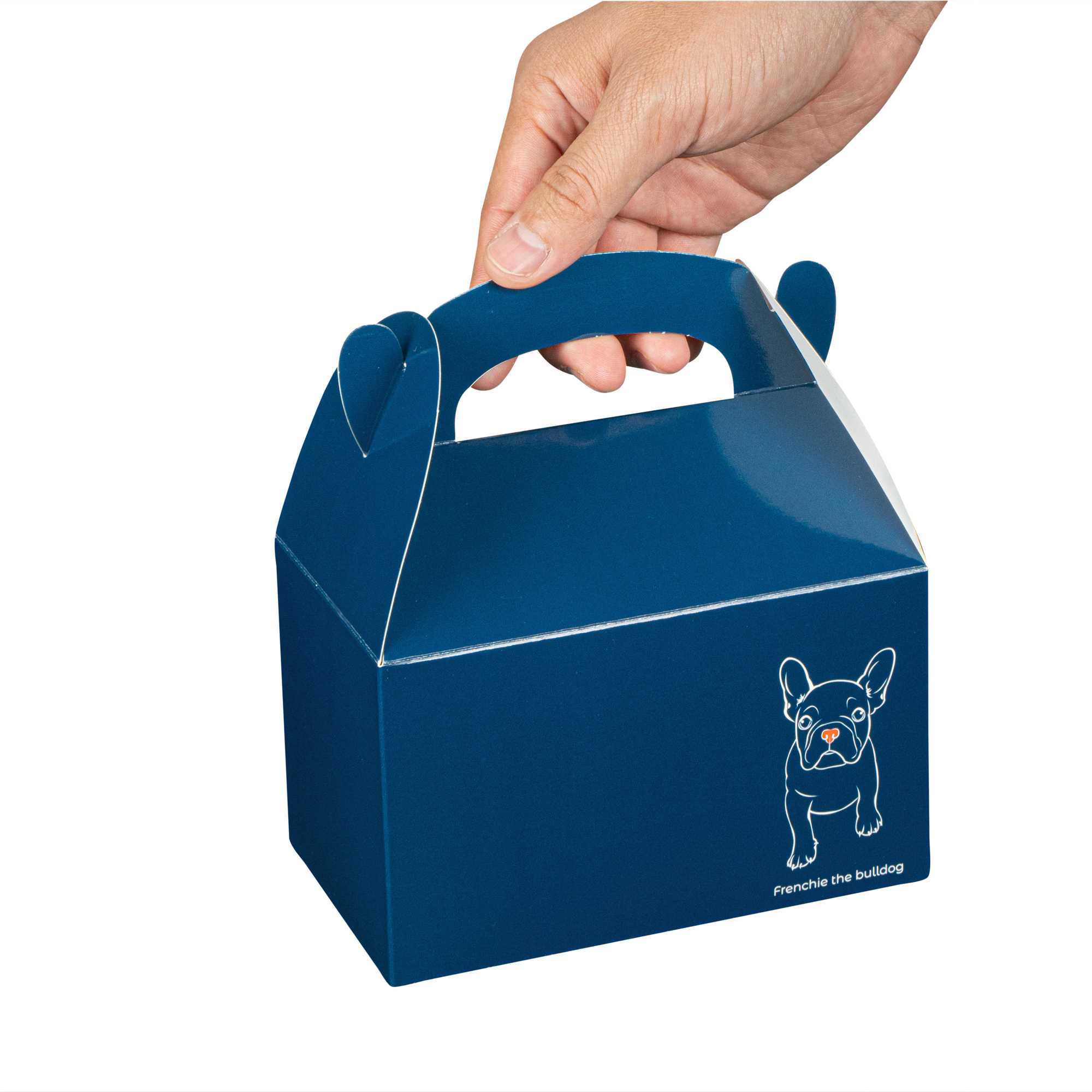 Bio Tek Frenchie Paper Gable Box / Take Out Container - Compostable - 6" x 3 1/2" x 3 1/2" - 25 count box